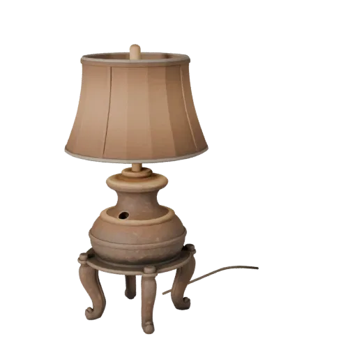 Ceramic Table Lamp Realistic 3D model, home interior, three-quarter studio render, metal detail.