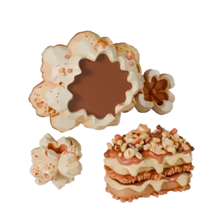 Popcorn Stylized 3D model, stylized isometric render, showing cream, sweet food silhouette.
