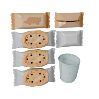 Snack Cookie Pack Low Poly 3D model, game viewport three-quarter view, showing cardboard, package massing.