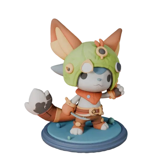 Fantasy Animal Mascot collectible 3D model preview showing pose, studio close-up view and surface detail