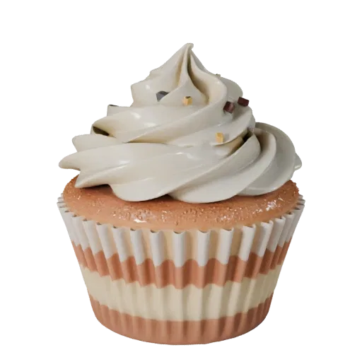 Celebration Cupcake 3D model, three-quarter front view, Unity viewport, showing cream, sweet food silhouette.