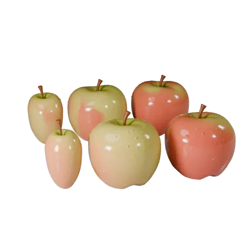 Ripe Apple Product Viz 3D model, three-quarter studio product render, showing skin pores, recognizable fruit forms.