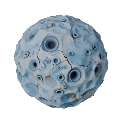 Ice Asteroid Field Modular 3D model, isometric modular kit view, showing rock, spherical body scale.
