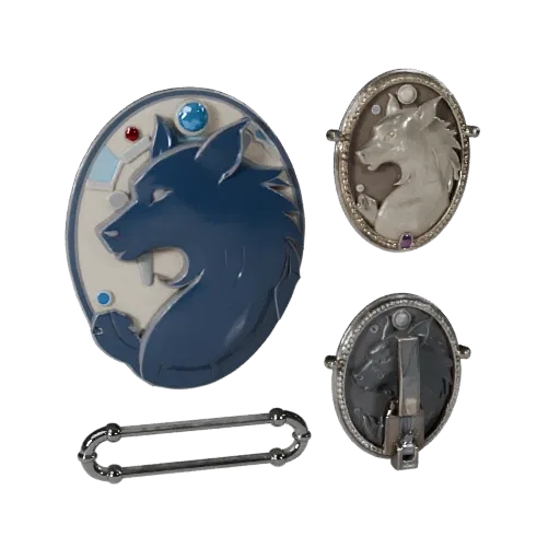Animal Motif Cameo Brooch game ready 3D model, top-down studio render, highlighting brooch form and finish detail.