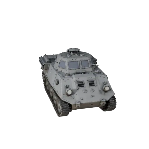 Modelo 3D de semioruga de la Segunda Guerra Mundial de alta poligonización, vista de estudio en primer plano, activo de vehíc