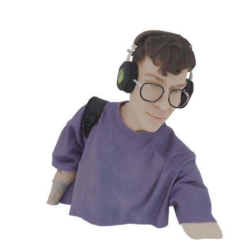 Young Person with Headphones and Backpack 3D Model