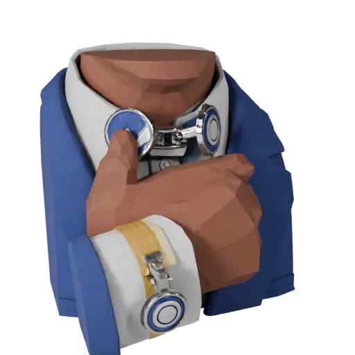 Round Cufflink game ready 3D model, front-three-quarter studio render, showing cufflink silhouette and surface contrast.