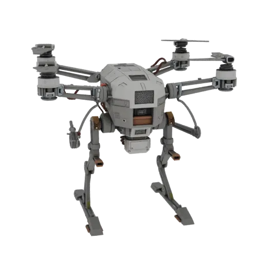 Humanoid Lab Drone Printable 3D model, isometric STL render, showing metal frames, robot form.
