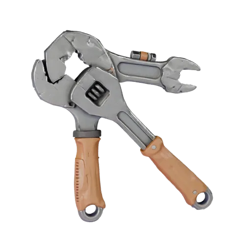 Vintage Wrench Stylized 3D model, stylized isometric render, showing painted metal, functional silhouettes.