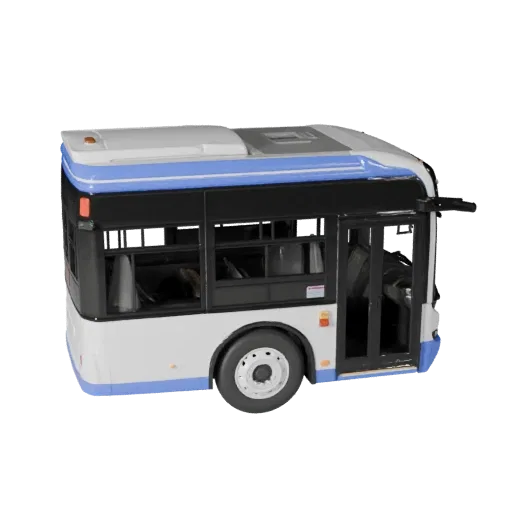 Modelo 3D de Ônibus Urbano High Poly, vista de estúdio em close-up, ativo de veículo high-poly com massing de veículo funcion