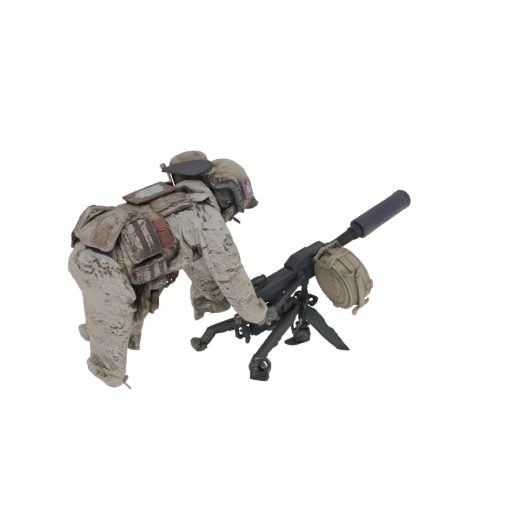 Soldier with Suppressed Machine Gun Diorama