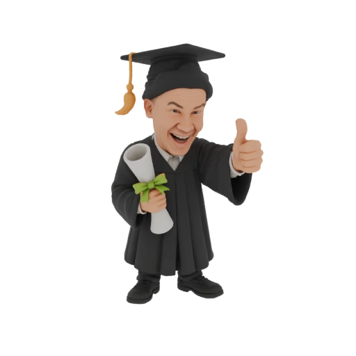 Graduation Character with Diploma and Thumbs Up