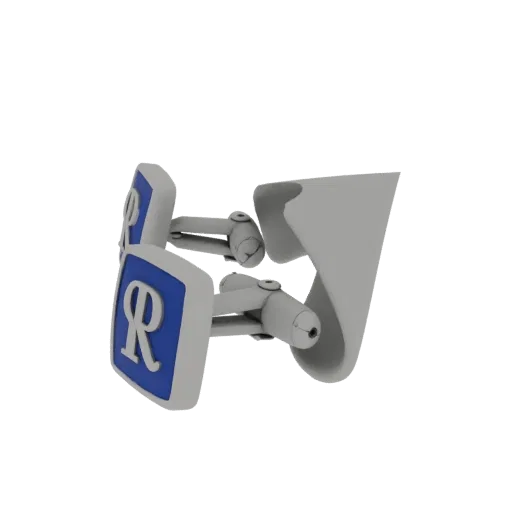 Monogram Style Cufflink scene ready 3D model, turntable hero render, showing cufflink silhouette and surface contrast.