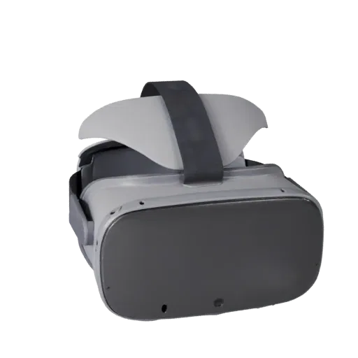 VR Headset Realistic 3D model, three-quarter studio render, showing silicone, wearable fit.