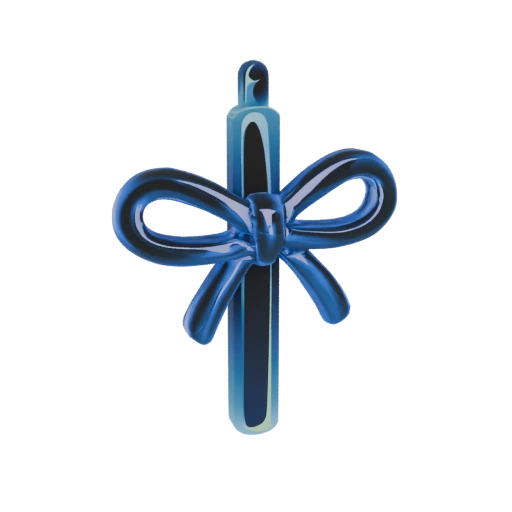 Blue Glossy Bow Tie Pendant 3D Model