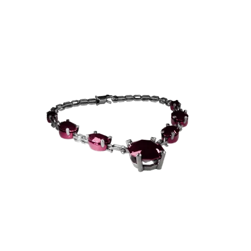 Ruby Necklace game ready 3D model, perspective studio render, highlighting necklace seams, edges, and finish layers.
