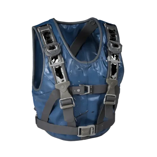 Site Protective Harness 3D model, side profile view, technical viewport render, showing plastic shells, form detail.