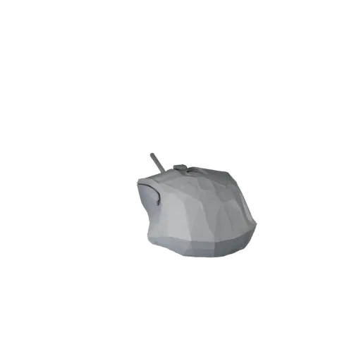Wireless Mouse Low Poly 3D model, game viewport three-quarter view, showing plastic shells, desktop scale.