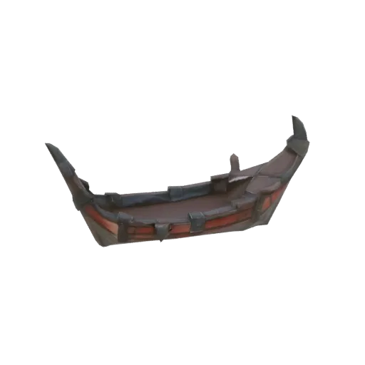 Ein detailliertes 3D-Modell eines Wikinger-Langboots aus Holz mit verzierten Schnitzereien und verwittertem Aussehen, vor ein