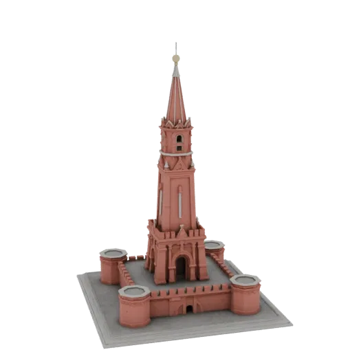 3D model of Moscow's Red Gates, detailed architectural miniature in Russian Baroque style