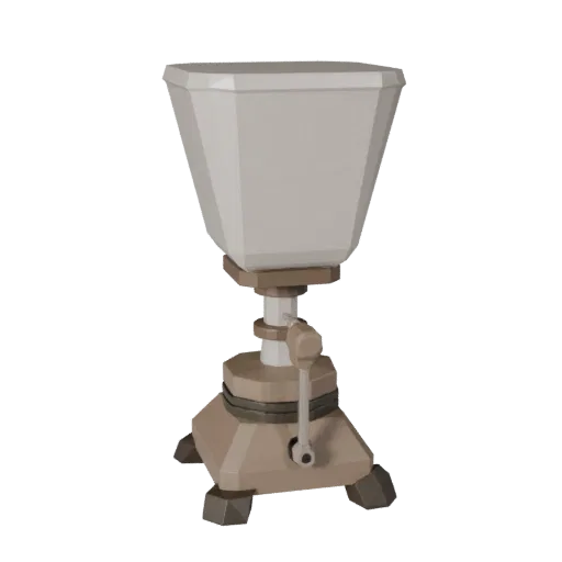 Research Lab Burner Low Poly 3D model, game viewport three-quarter view, showing glass, recognizable lab forms.