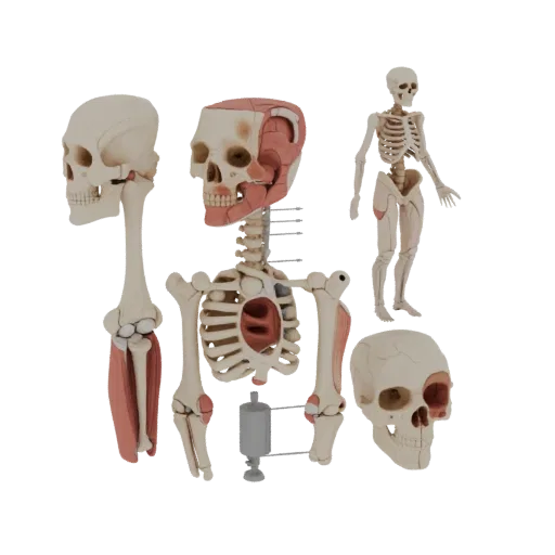 Classroom Joint Anatomy Kit High Poly 3D model, close-up studio render, showing neutral educational colors, form detail.