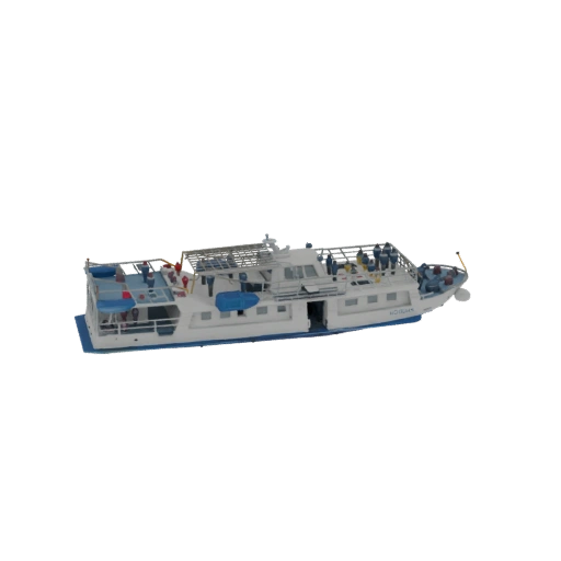 Weiß-blaue Passagierfähre 3D-Modell