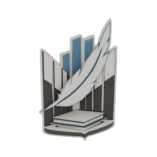 Feather and Books Emblem 3D Model
