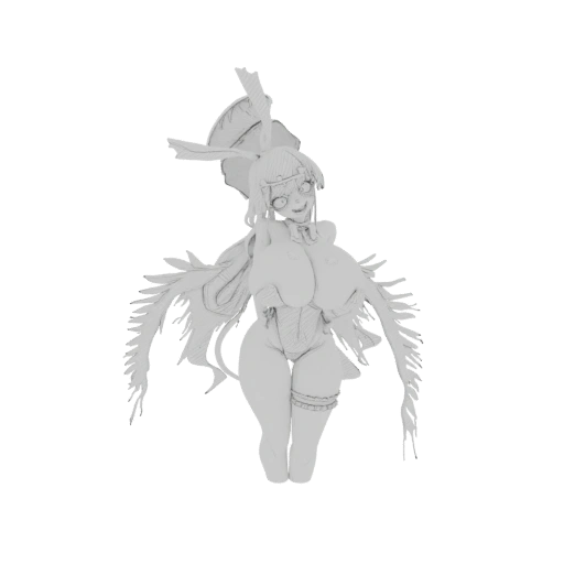 Bunny Girl with Feather Wings 3D Model