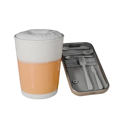 Picnic Tea Service 3D model, three-quarter front view, AR viewer studio render, showing ceramic, form detail.