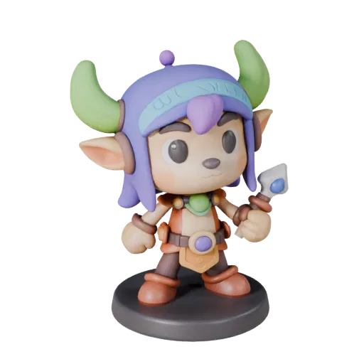 Fantasy Mascot Character STL printable 3D model preview showing pose, three-quarter display angle