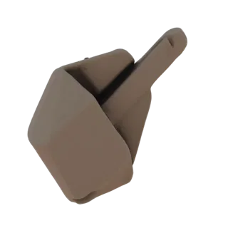 3D model of a folded paper clip holder with a matte beige finish, presented against a white background.
