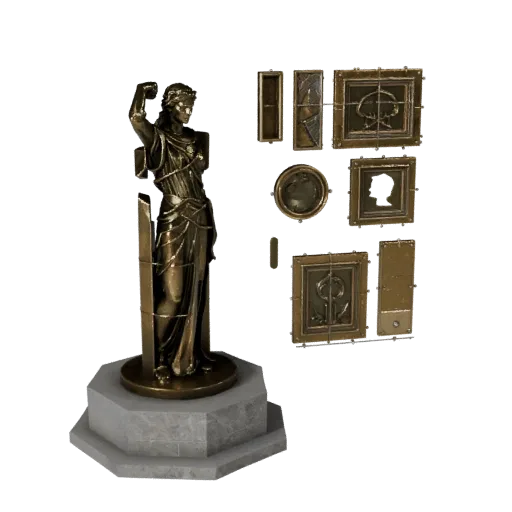 Bronze Abstract Sculpture modular kit 3D model preview showing silhouette, top-down kitbash view