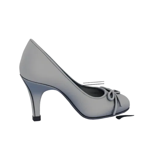 3D model of women's stiletto pump with bow, side view