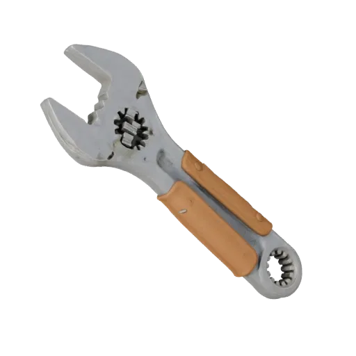 Clean Wrench Realistic 3D model, three-quarter studio render, showing painted metal, functional silhouettes.