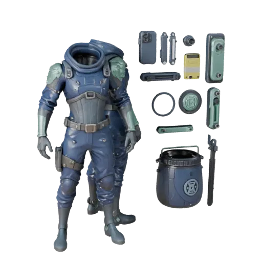 Personaggio 3D Cyberpunk Cobalt Assassin, vista viewport motore, risorsa pronta per Unreal Engine con posa in piedi e pbr
