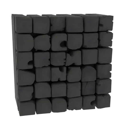 3D model of dark charcoal block letters spelling 'DOCUMENT' with a rough, textured surface, set against a white background.