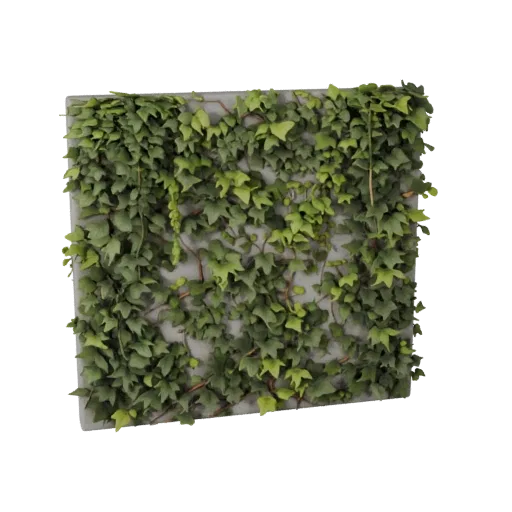 Ivy Covered Wall Vegetation 3D model, stylized isometric environment render, showing leaf clusters, terrain detail.