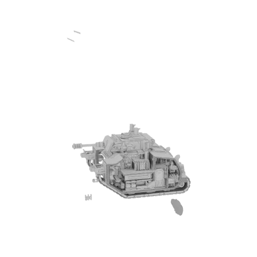 Una renderización 3D detallada de un tanque Imperial ornamentado, mostrando su complejo diseño mecánico y estructura imponent