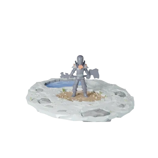 Snow Oval Base stylized 3D model preview showing rim shape, three-quarter game view, height and ground texture