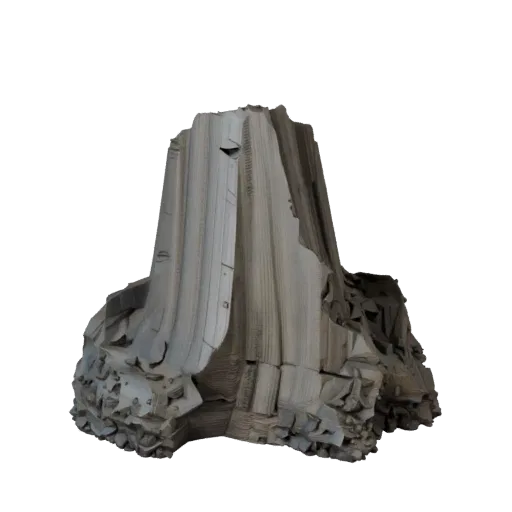 Alien Mineral Spire High Poly 3D model, close-up cinematic environment render, showing stratified stone, rock faces.