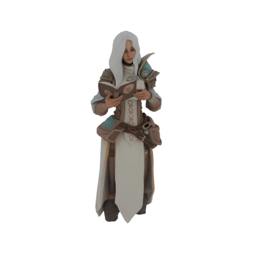 Fantasy Scholar with Book 3D Model