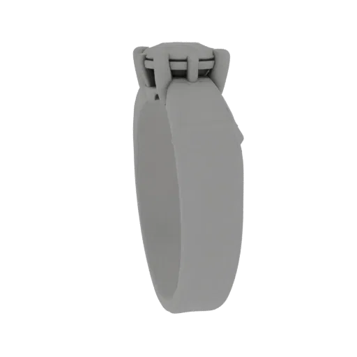 Solitaire Engagement Ring render detail 3D model, studio profile shot, highlighting ring form and finish detail.