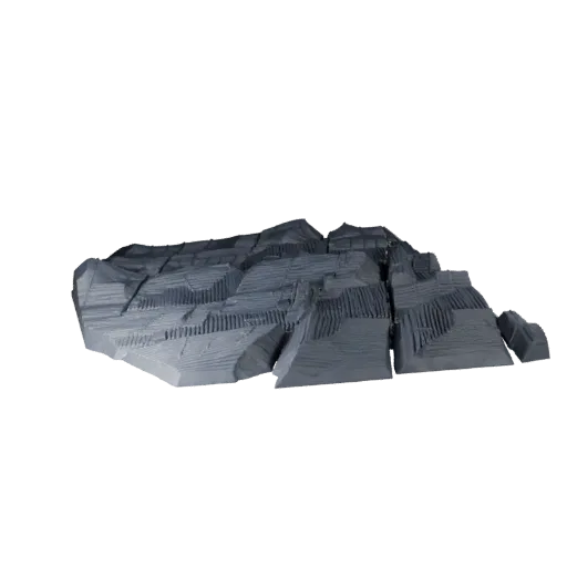 Riverbank Terrain Modular 3D model, isometric modular kit view, showing layered soil, water edges.