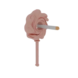 3D model of a pink, lollipop-shaped cigarette holder with a detailed organic flower head and a smooth cylindrical handle.