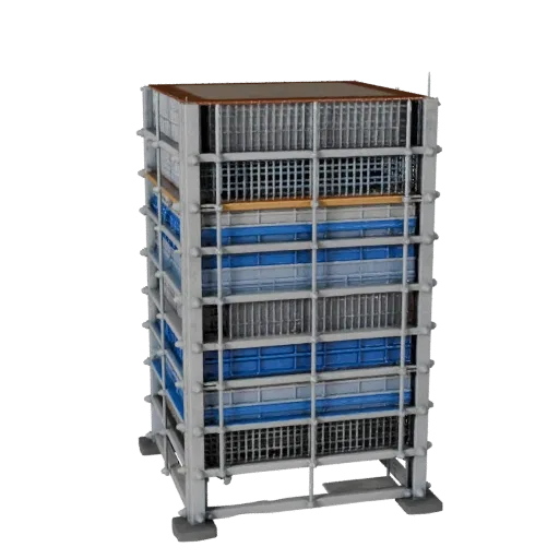 Roadwork Scaffold Tower 3D model, side profile view, technical viewport render, showing concrete, form detail.