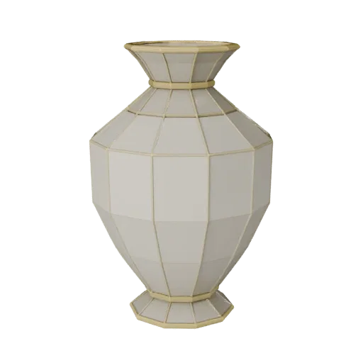 Modern Vase Low Poly 3D model, living room, game viewport three-quarter view, ceramic detail.