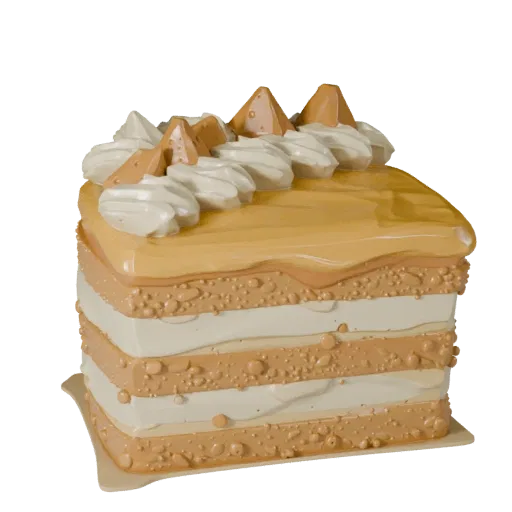 Glazed Layer Cake Stylized 3D model, stylized isometric render, showing cream, sweet food silhouette.