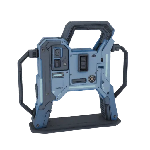 Field Tech Energy Cell Printable 3D model, isometric STL render, showing emissive strips, strong prop silhouette.