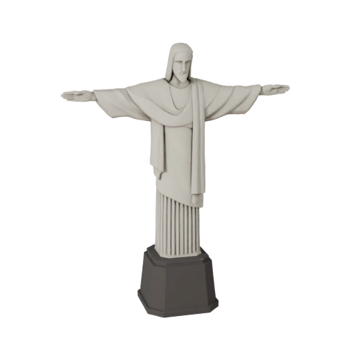 Modelo 3D Baixo Poli Cristo Redentor para Jogos e VR